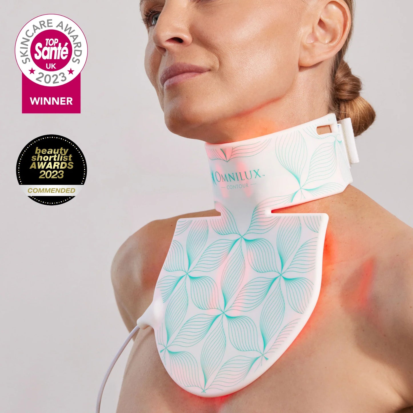 Omnilux Contour Neck & Décolleté LED Mask + Pack x 3  Hydrogel Masks $629