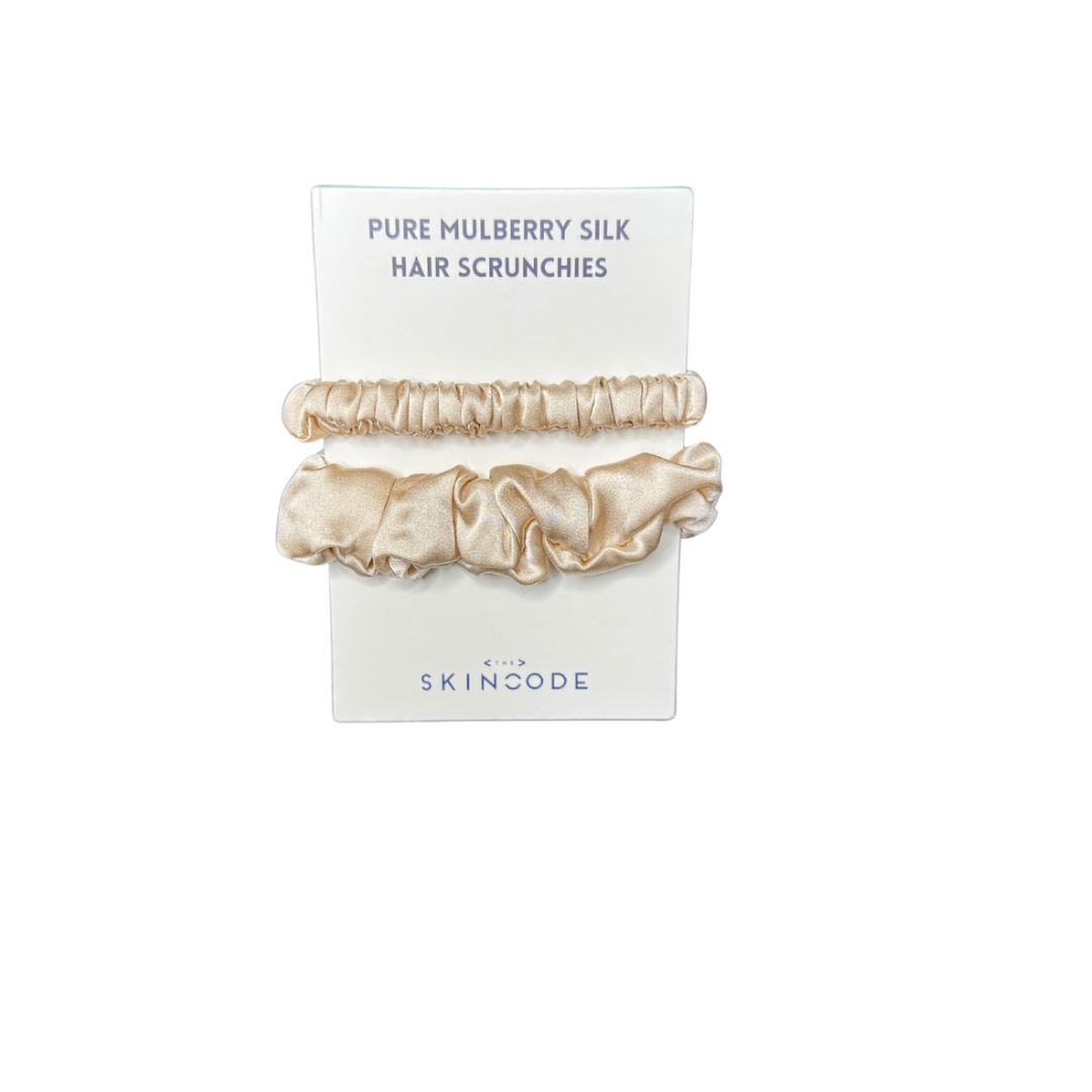 100% Mulberry Silk Scrunchies - 2Pcs [Nude/Light] $20